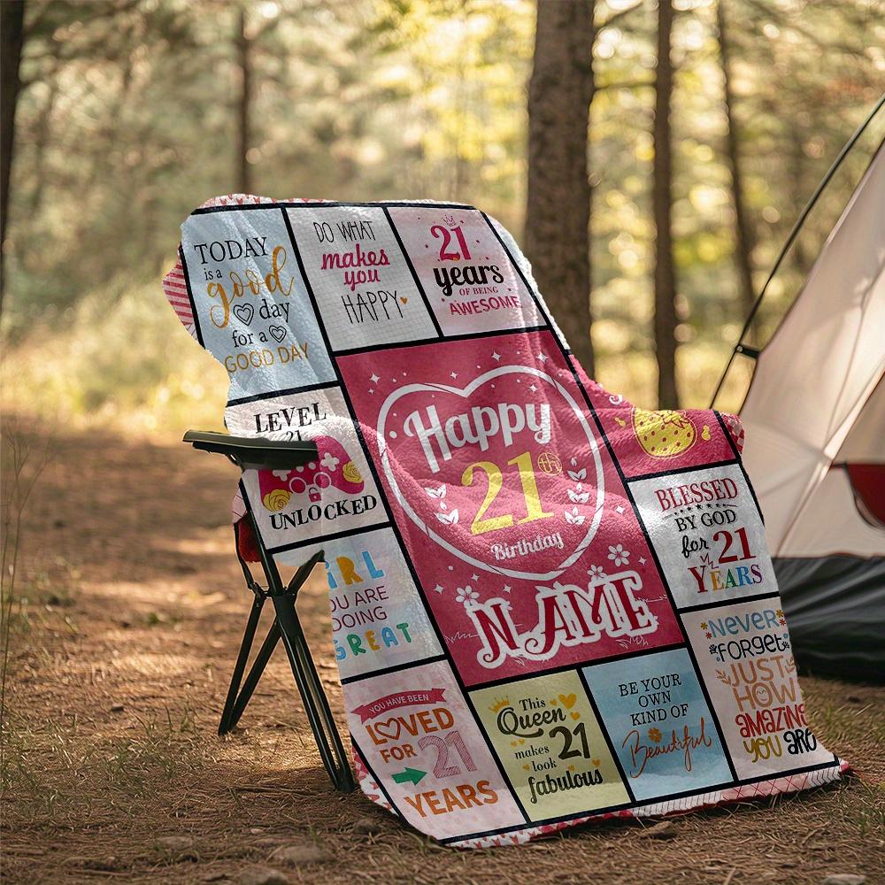 240Gm2 Happy 21St Birthday Outdoor Comfortable Soft Lightweight Allseason Multipurpose Blanket For Travel Camping Picnics Sofa Office Bed Living Room