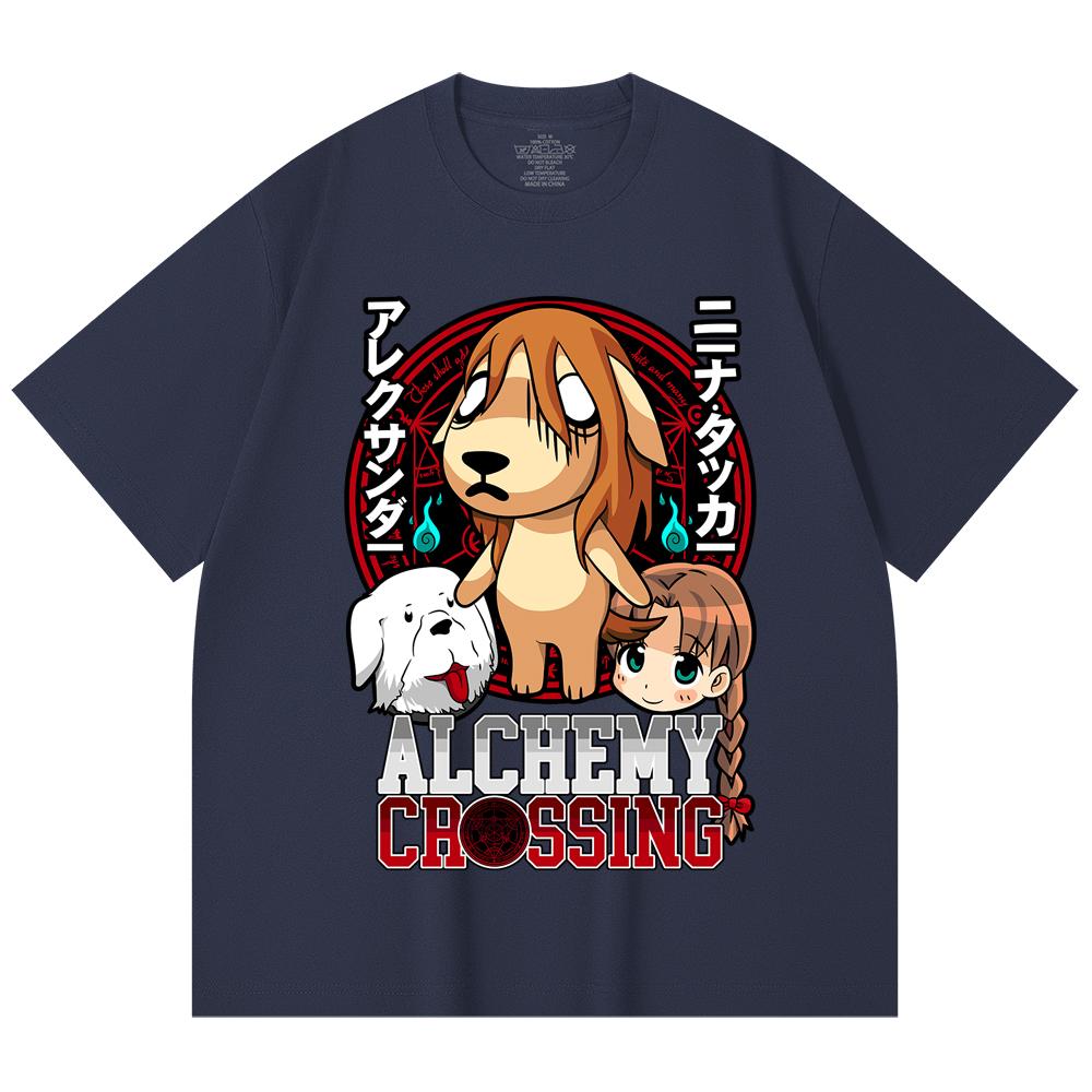 230 Gsm 100% Cotton Fullmetal Alchemist V5 Alchemy Crossing Print Unisex Heavy Cotton T Shirt