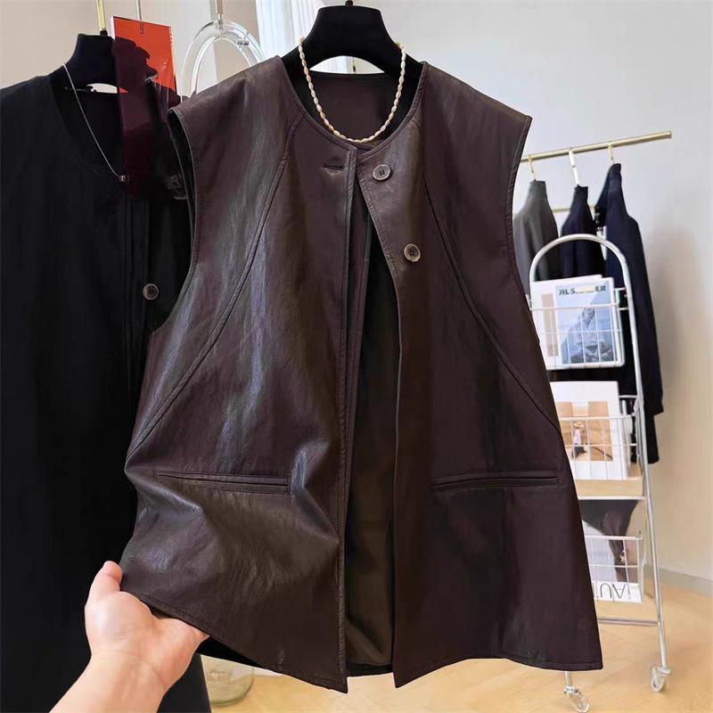 Women Sleeveless Spliced Vest With Pockets Commute Style