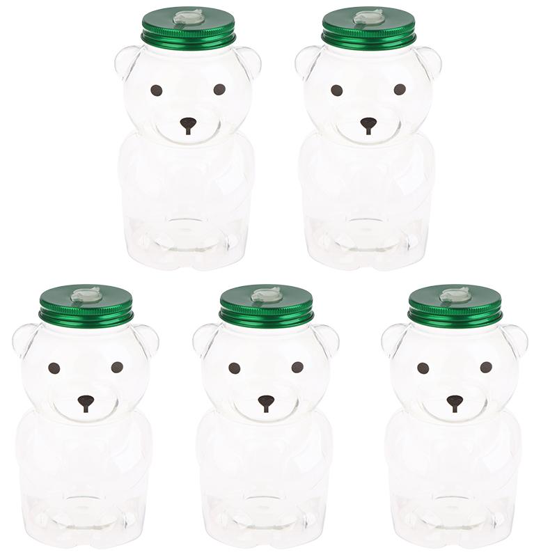 500ml Tragbare Cartoon-Bären Transparente Flaschen Klare Milchtee Kaffee Flasche Für Bubble Tea Saft Milchshake Partyzubehör