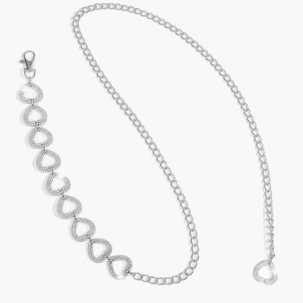 European and American Love Rhinestone Alloy Waist Chain Women's Adjustable Chain Metal Decorative Belt Dress Accessories Spot