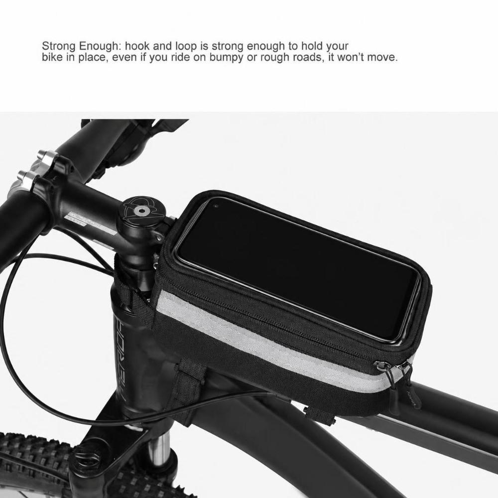 Easy Installation Bicycle Phone Bag Hook and Loop Straps Bike Top Tube Bag  City Bike Use