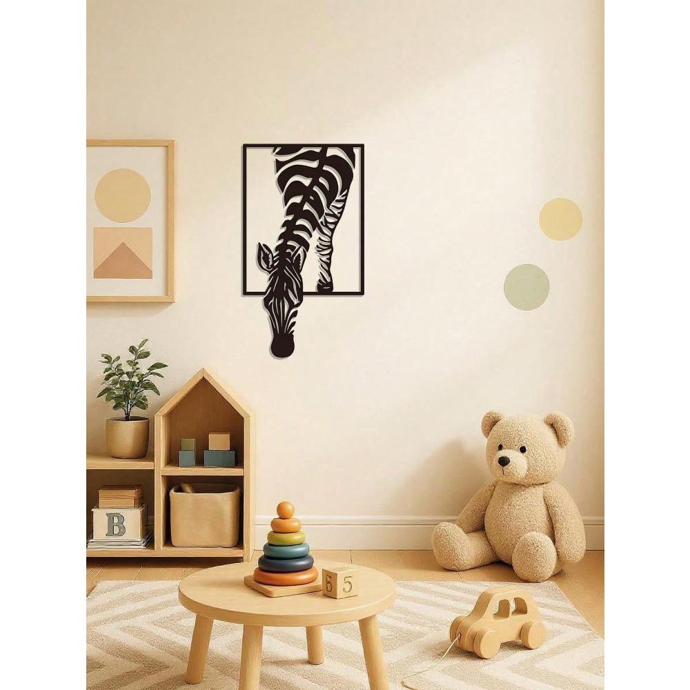 Sleek Zebra Metal Wall Art Modern Animal Sculpture for Farmhouse Boho Living Room Office Durable Indoor Outdoor Decor