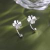 Real 925 Sterling Silver Zircon Clover Bead Screw Plant Stud Earrings For Women Classic Fine Jewelry Light Luxury Accessories