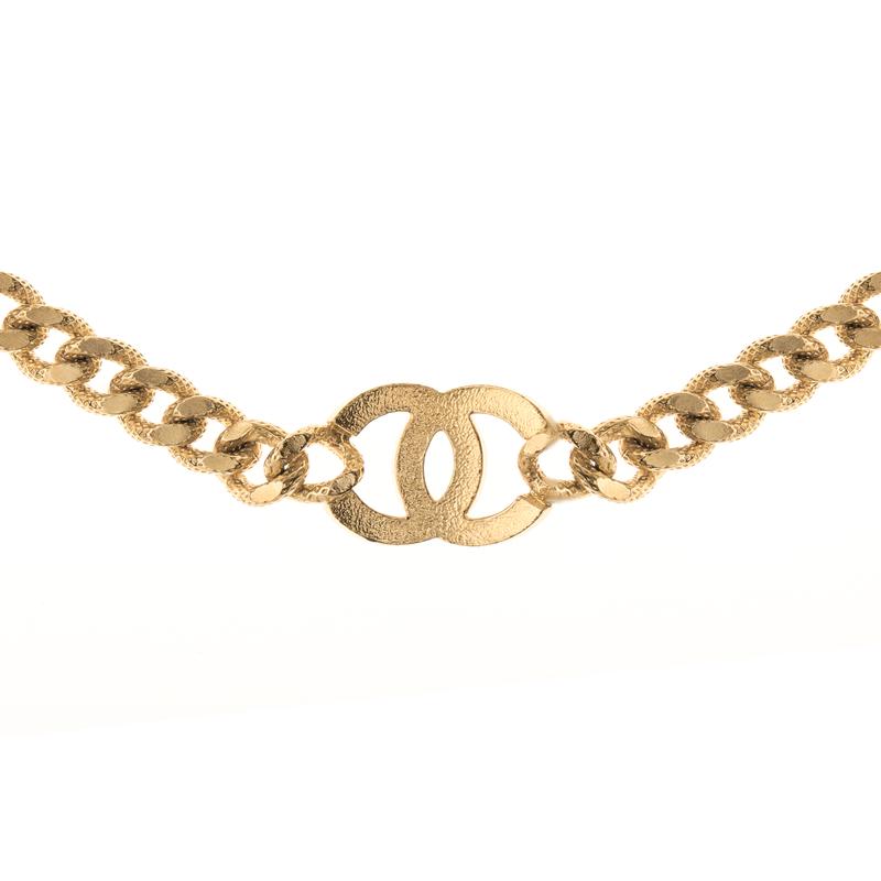 Chanel Classic Big Logo Metal Necklace Women's Style