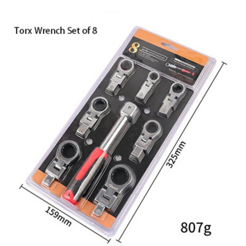 

Набор комбинированных трещоточных ключей для масляных труб со сменными головками, вращающийся на 180°, разборный и портативный для ремонта и обустройства дома 8pcs