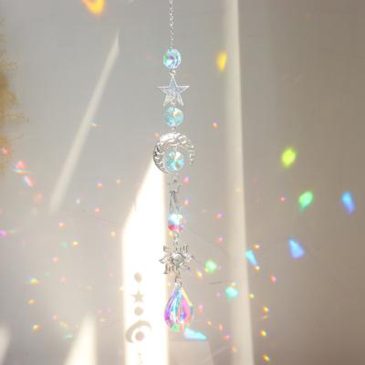 Star Sun Catcher Faux Crystal Prism Rainbow Maker Stars And Moon Colorful Hanging Suncatcher for Window Home Garden Decoration