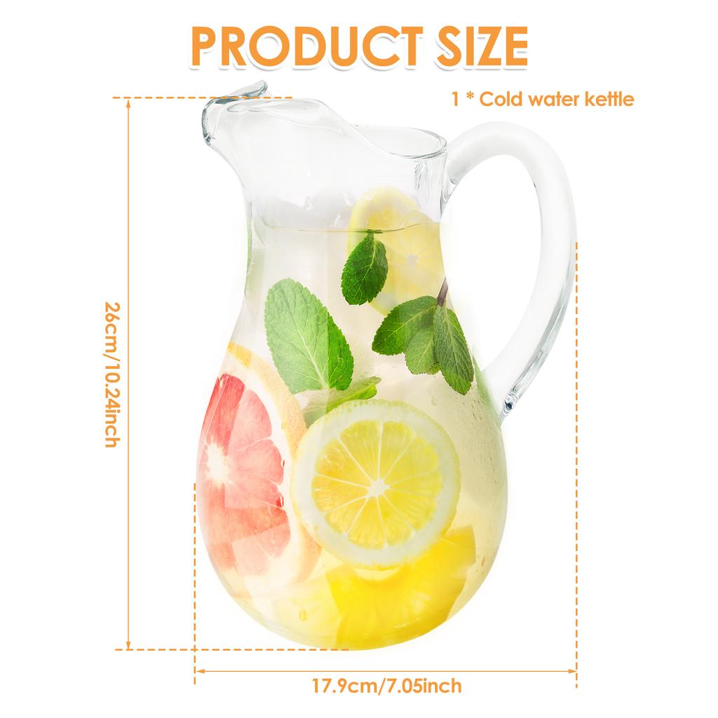 1.1/2.2L Water Jug Transparent Heat-Resistant Plastic Cold Water Kettle Water Pot With Handle Large Capacity Home Juice Pitcher