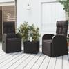 VidaXL 3-piece Garden Lounge Set Black Poly Rattan and Steel 3157660