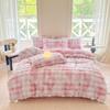 Winter Rabbit Fur & Milk Velvet Four-Piece Bedding Set with Fleece Duvet Cover - High GSM, Perfect for Dormitory.