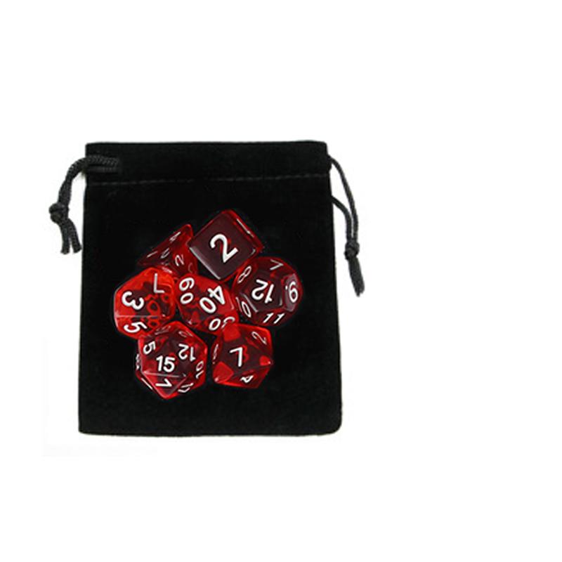 7pc/lot DND Dice Set with Velvet Dice Bag D4,D6,D8,D10,D10%,D12,D20 Colorful Accessories for Board Game,DnD, RPG GYH