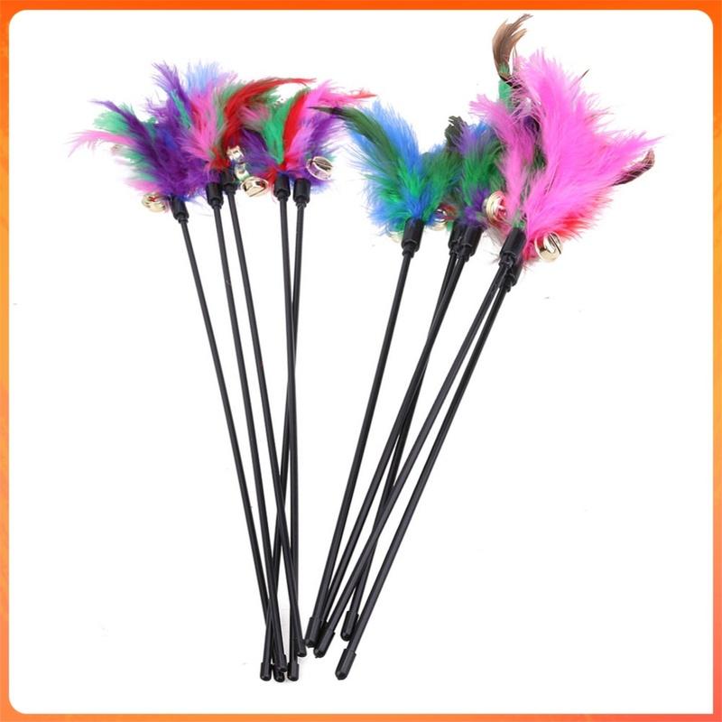 5pcs Cat Kitten Pet Cat Teaser Feather Stick Pet Supplies Cat Accessory for Cats Interactive Stick Cat Supplies