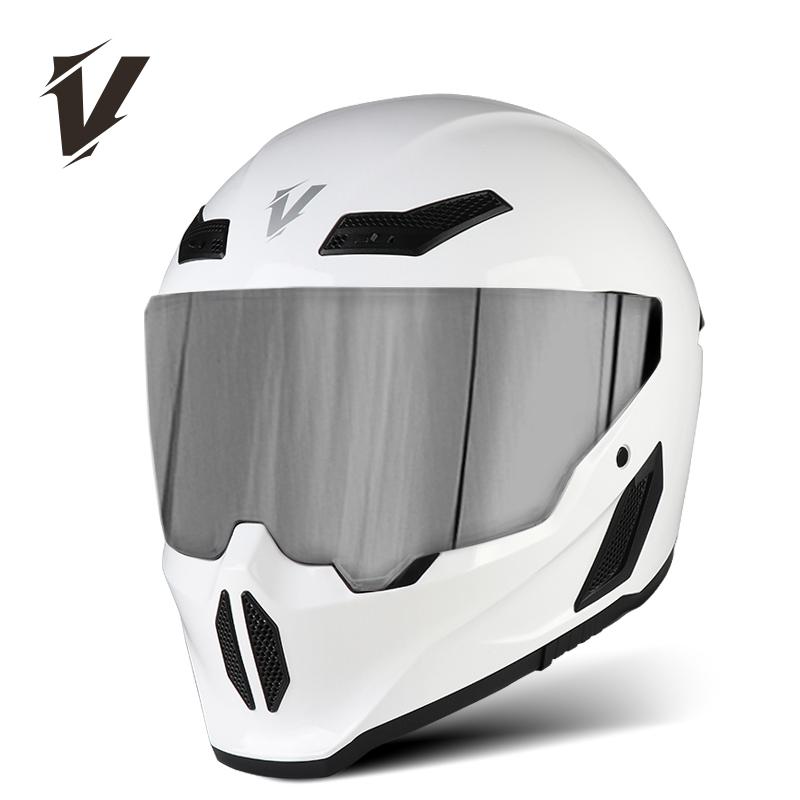 VGV Full Face Motorcycle Helmet Handsome Mecha Style Various Lenses Sunscreen Glare Protection Man Women ECE DOT Personalities