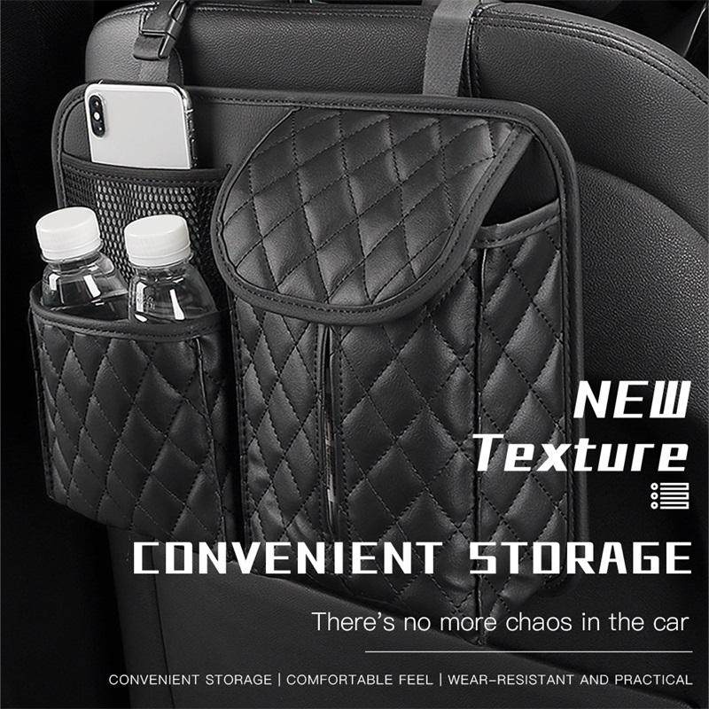 Multi-Purpose Popular Leather Car Boot Back Seat Box Organizer 1-3 Compartments Hanging Storage Bag Automotive Interior