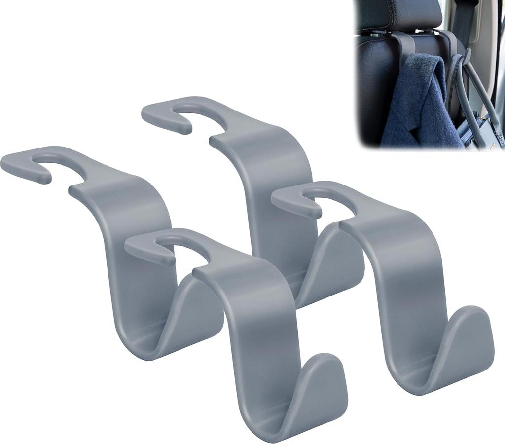 Car Seat Headrest Hook 4 Pack Hanger Storage Organizer Universal for Handbag Purse Coat fit Universal Vehicle Car Black S Type