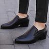 Men's High Heel Leather Shoes - 6CM and 8CM Height Options, Genuine Leather, Trendy Pointed Design