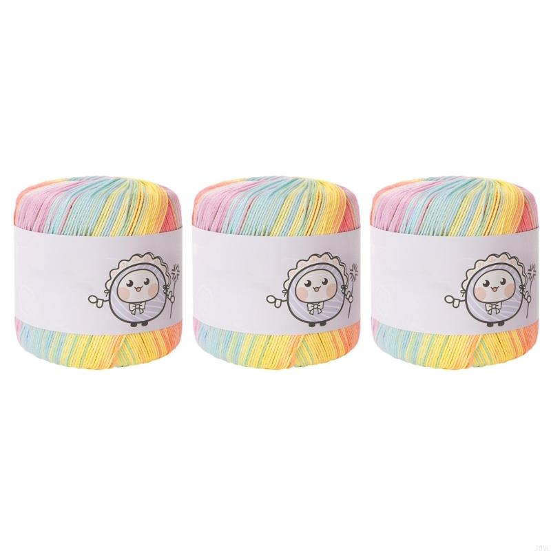 Professional Mercerized Yarn 3 Roll Pack Sturdy For Detailed Embroidery J0MC