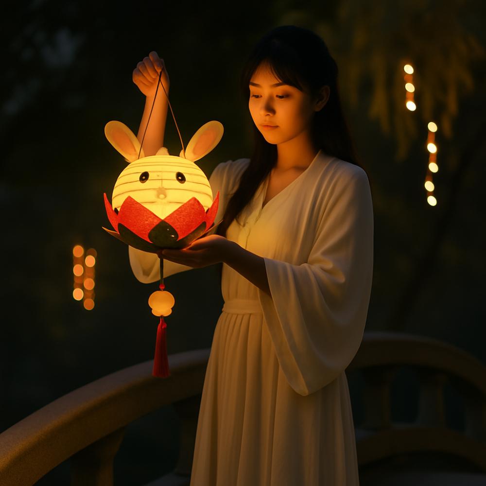 Glowing Mid-Autumn Festival Lantern Handheld Rabbit Lotus Lantern  Cultural Event