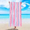 Soft Striped Microfiber Beach Towel Quick Drying Sand Resistant with Watercolor Stripe Design for Yoga Camping Outdoor