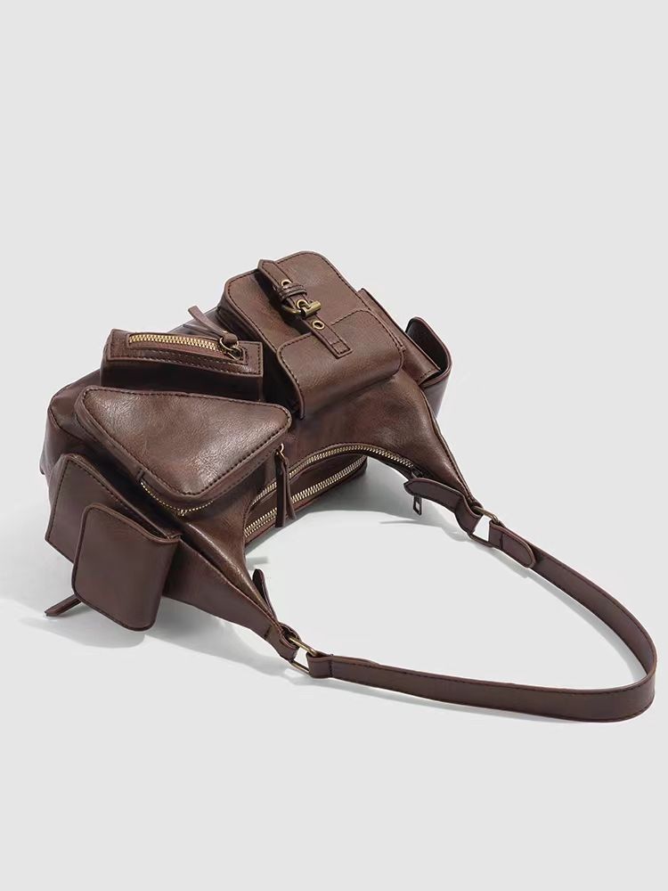 JIAERDI Retro Y2k Underarm Bag Purse Women High Street Leather Chic Brown Handbag Ladies Vintage Shoulder Bags Bolsos De Mujer