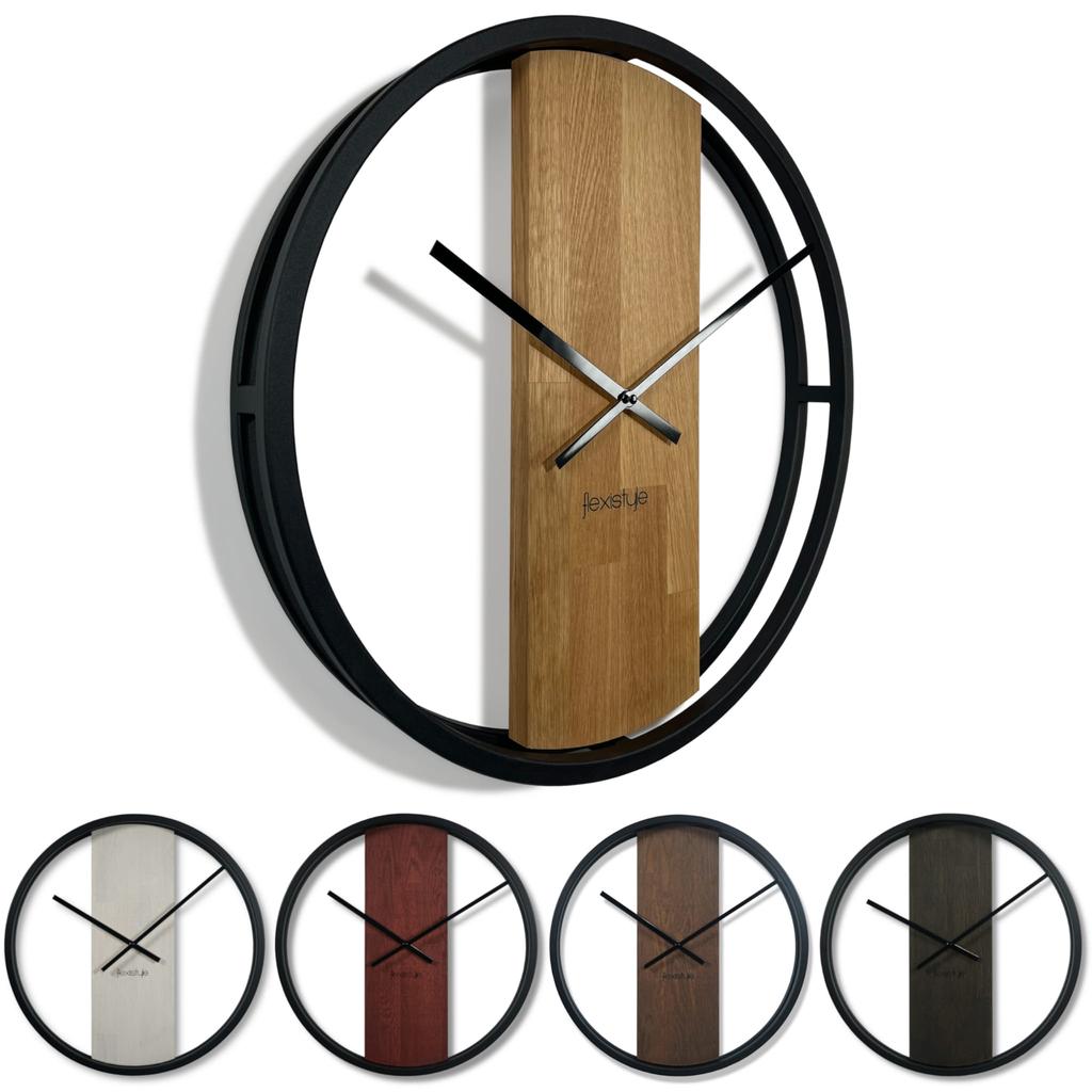 Wooden loft oval brown wall clock 50cm