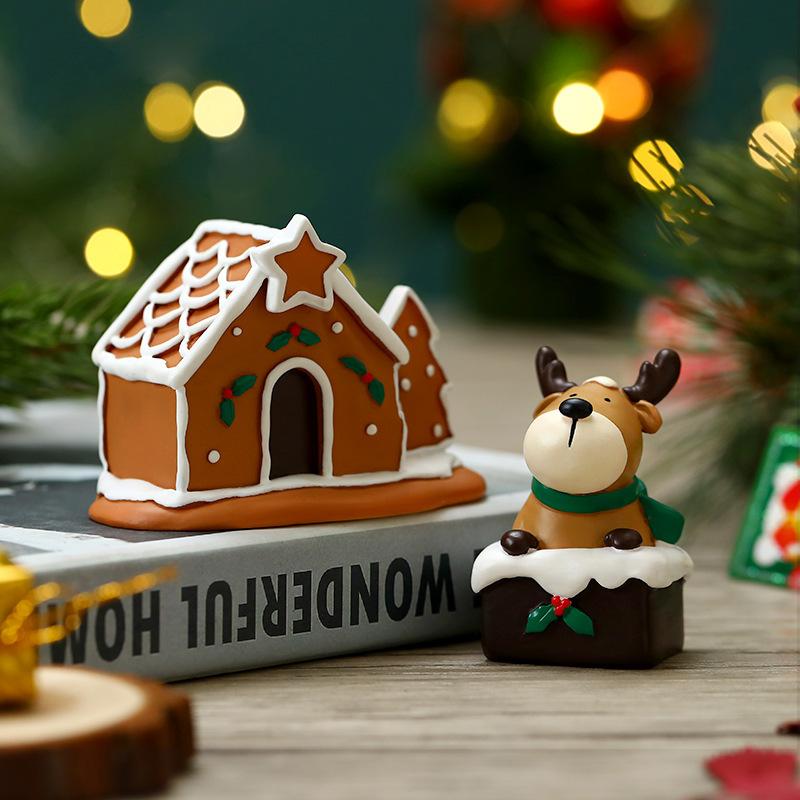 Creativity Mini Christmas, Old Man, Sleigh, Tree, Snowman, Animal, Cute Handmade Ornaments, Resin Decoration Decorative Gifts