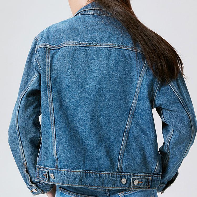 Levis Solid Color Denim Jacket With Turn-Down Collar Women Outerwear Blue 29944-0012