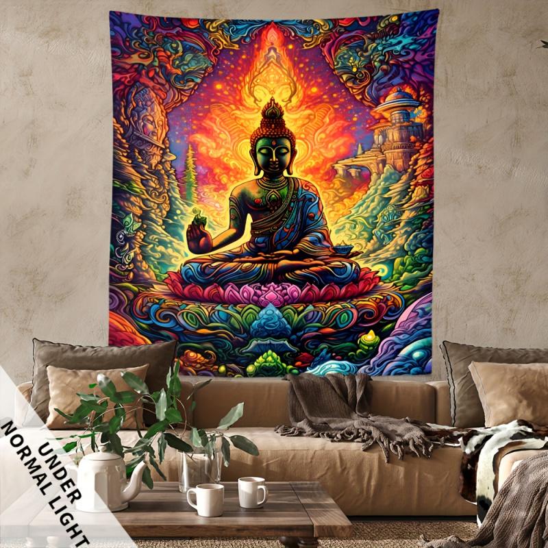 VIKAMA Chinese Buddhist Tapestry Living Room Meditation Room Meditation Space Wall Decoration Tapestry Home Decoration