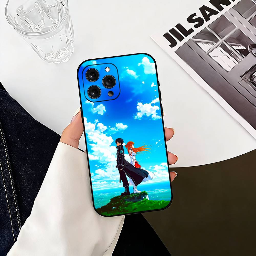 Kirito & Asuna Anime  Phone Case For iPhone 17,16,15,14,13,12,11 Plus,Pro Max,XS,Soft Silicone Black Cover