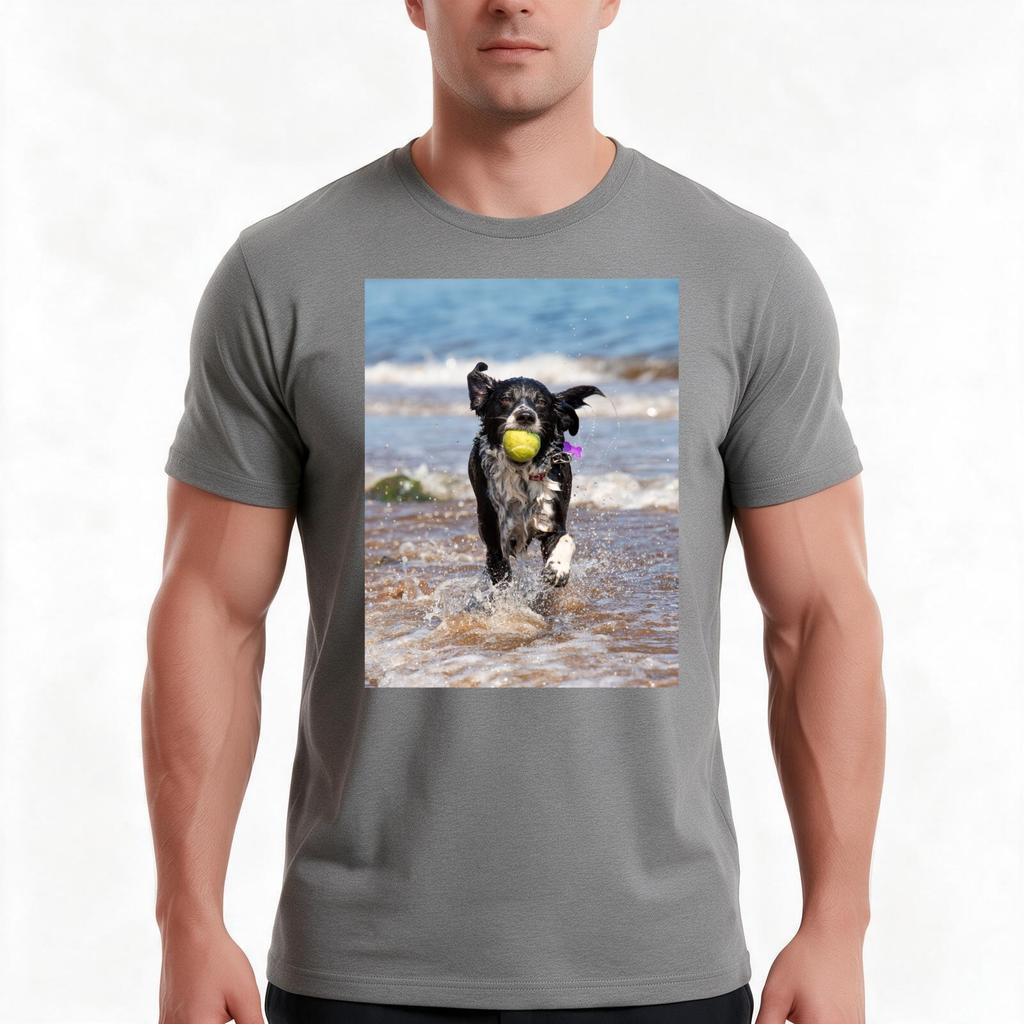 Sprollie Dog On Beach Tshirt Summer Casual Cotton Tee Oversized Streetwear Tops Vintage Graphic Print Unisex Unisex Unisex