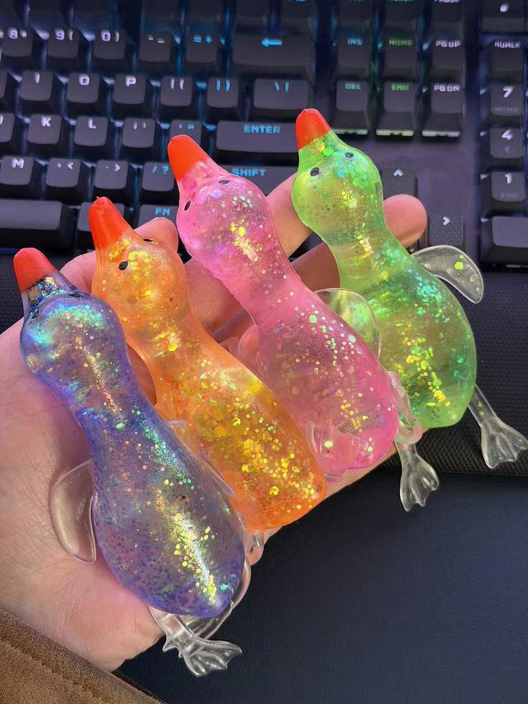 Randomly be Sent Glitter Crystal Swan Duck Squishy Toy, Slow Rising Soft Stress Relief Squeeze Toy Portable Mini Desk Ornament,