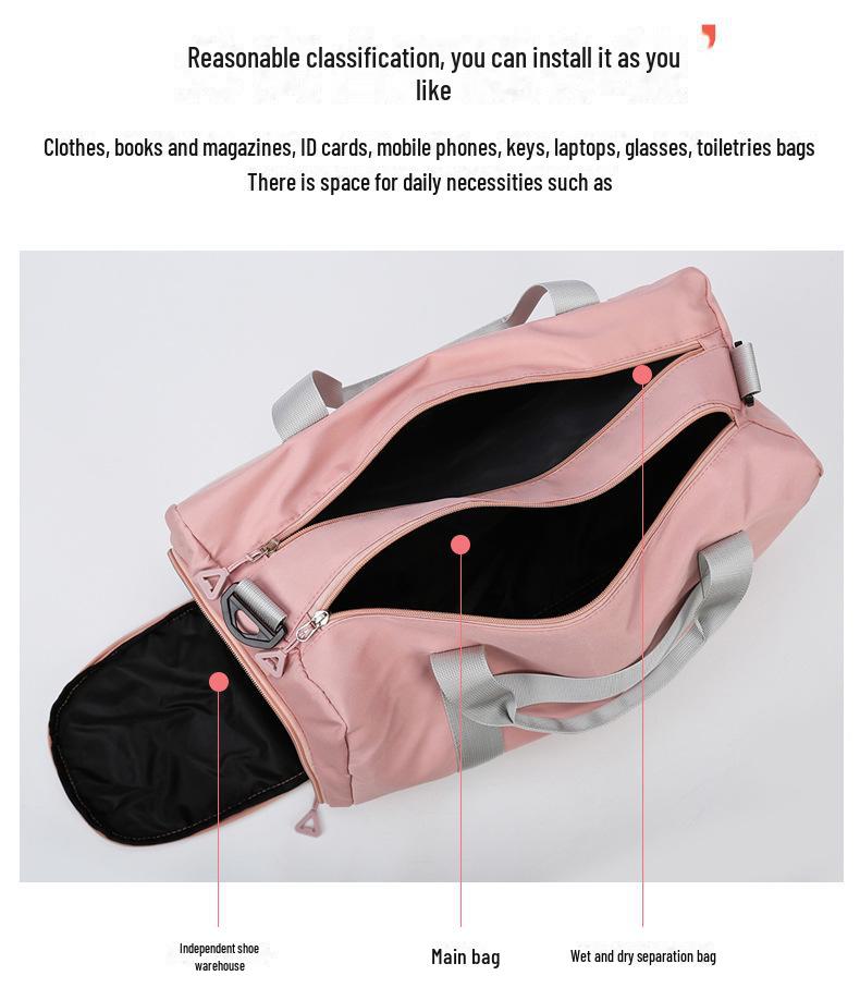 Waterproof Travel Bag with Logo, Large Capacity, Dry/Wet Separation, Shoe Compartment, Lightweight for Business Trips and Fitness.