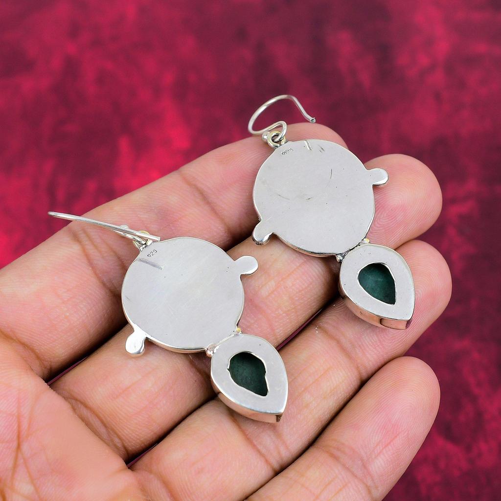 Malachit Ohrringe, 925 Sterling Silber Schmuck, Geschenk für Frauen handgefertigte Ohrringe Edelstein Schmuck