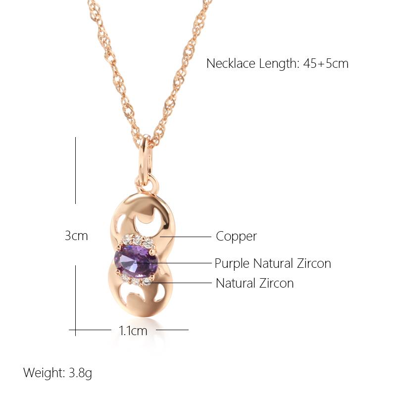 Purple Zircon Gourd Pendant Necklace For Women Kinel Jewelry Set Necklace