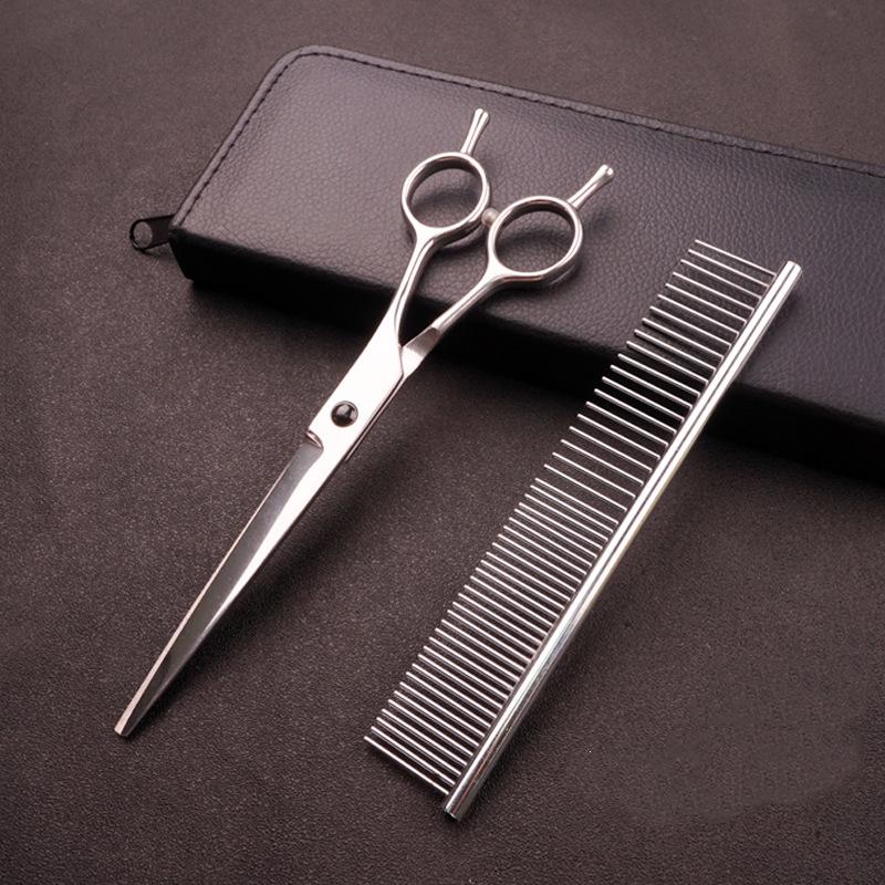 Professional Pet Grooming Hair Trimming Set: Curved & Serrated Scissors for Dogs