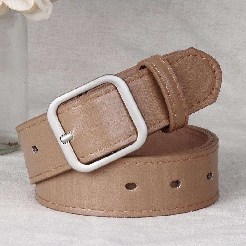 Women's Korean Style Square Buckle Belt - Black Casual Fashion Accessory