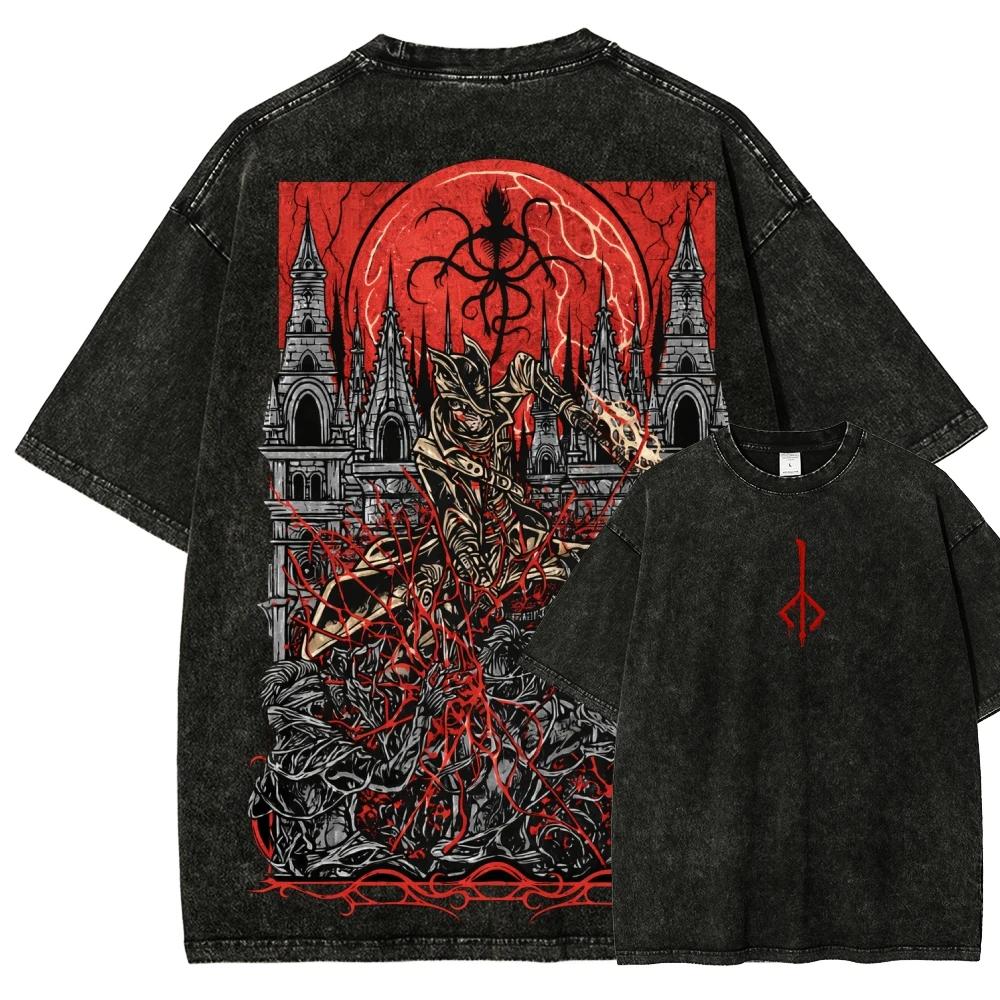 Blood Borne Anime Lover Washed Tshirt Year Round Clothing NewModel Personality Clothes Plus Size Unisex High Quality Couples