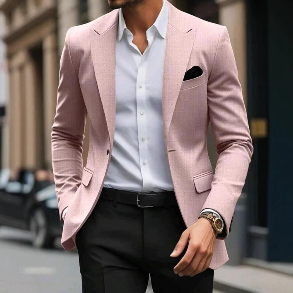 Men Slim Fit Single Breasted Solid Color Long Sleeve Casual Blazer