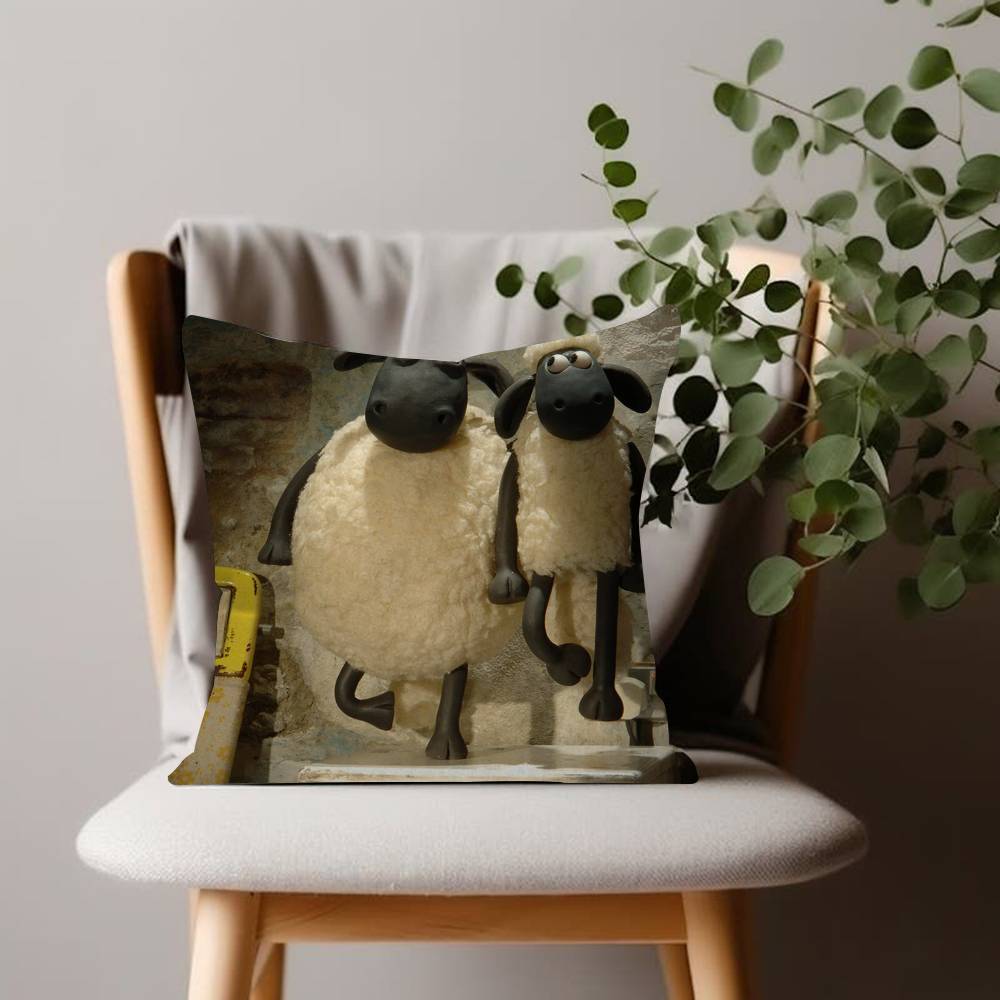 Cartoon SShaun Fun the Sheep Anime Cushion Cover Inches Farmhouse Decor Home Throw Pillow Covers for Couch Decorations