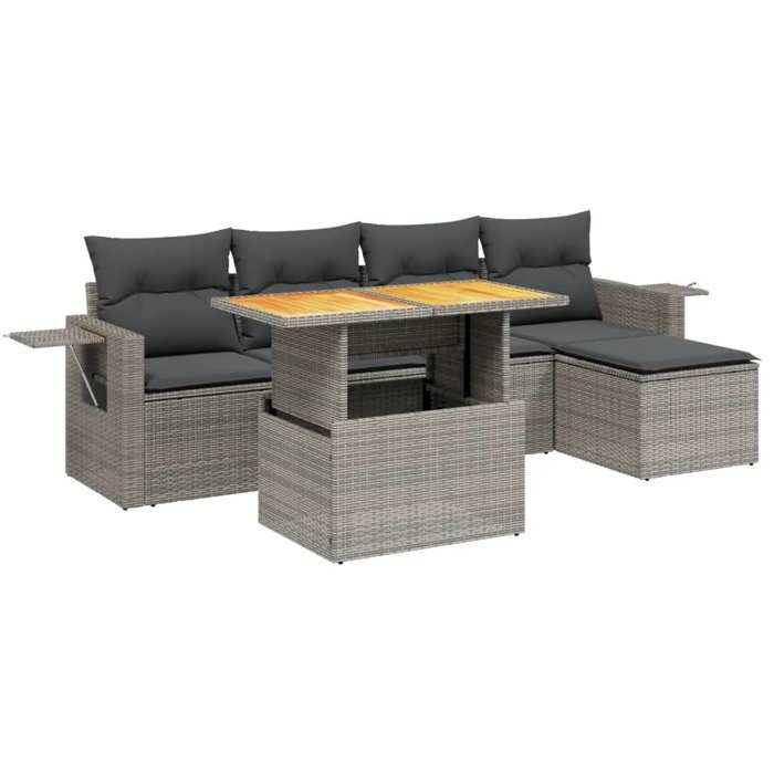 VidaXL Garden Lounge Set with Cushions 6 Pcs, Patio Sofas, Patio Furniture Set, Outdoor Furniture, Grey 3271732