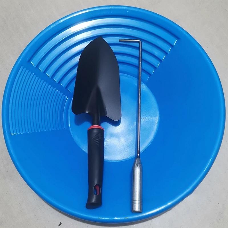 Blaues Kunststoff Goldwaschschale Becken Kit (1/3/5 Stück) - Perfekt für das Schürfen nach Nuggets, das Baggern in Flüssen & die Prospektion sowie für Metalldetekt