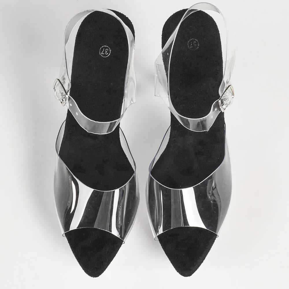 13CM Women Transparent High Heel Sandals, Thin Stiletto Platform Crystal Slippers, Sexy Nightclub Catwalk Shoes LFD-19876-1