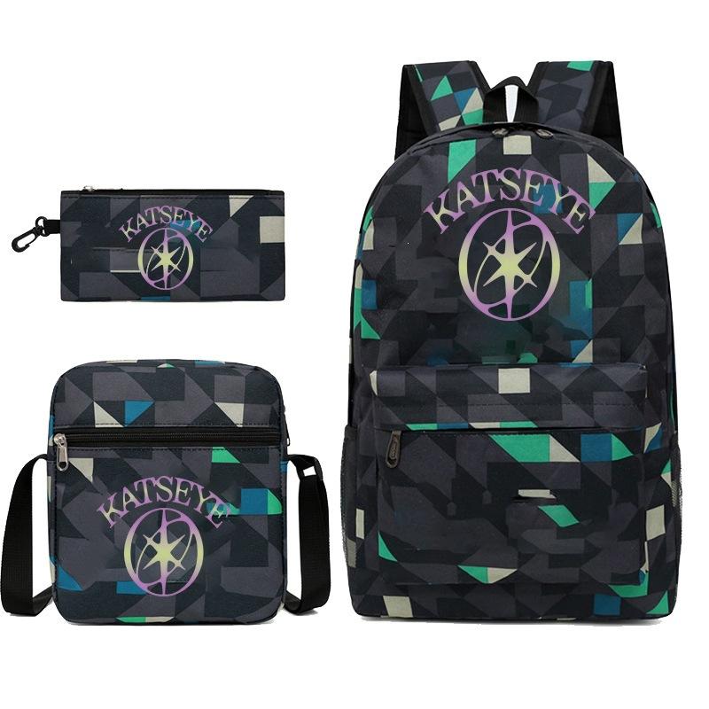 Zaino Katseye con Stampa K-Pop Borsa a Spalla Astuccio Set da 3 Pezzi Set Multifunzionale per Scuola e Viaggio
