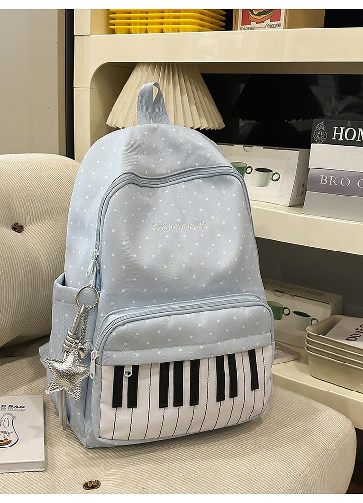 Schoolbag Japanese ins piano pattern schoolbag female junior high school student versatile cute college backpack travel backpack
