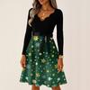 Women's Casual Fashion Long Sleeve Christmas Graphic Printed Vintage Long Dresses