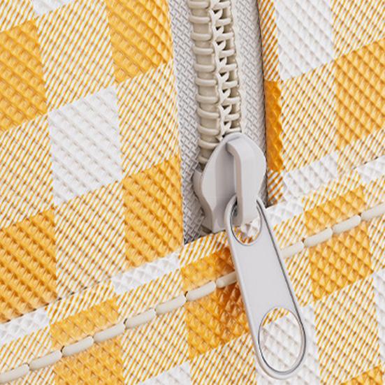 Quilt Storage Bag with Sturdy Zipper Reinforced Handles Plaid Print Large Capacity Non-woven Fabric Quilt Storage Organizer