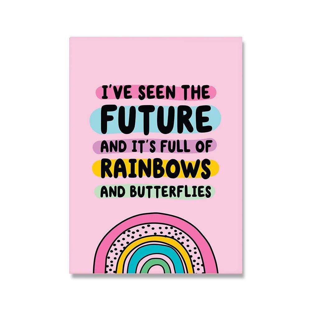 You Are Enough Colourful Quote Poster See Future Rainbow Illustration Print Wall Art Canvas Painting For Living Room Modern Home No Frame