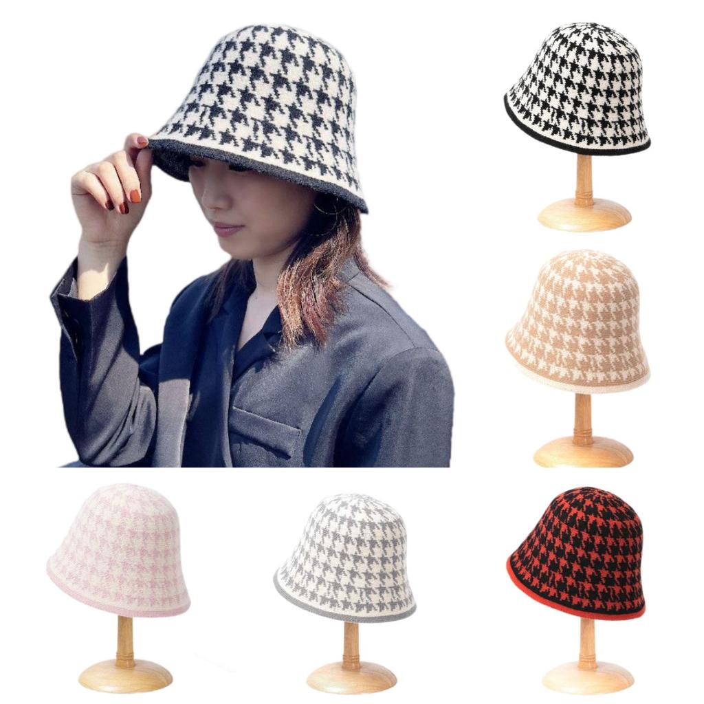 Spring Fall Winter Hat Ins Wind Japanese Bucket Hats Korean Cute Knitted Hats Wool Bucket Hat For Women Mum Mother's Day Gift
