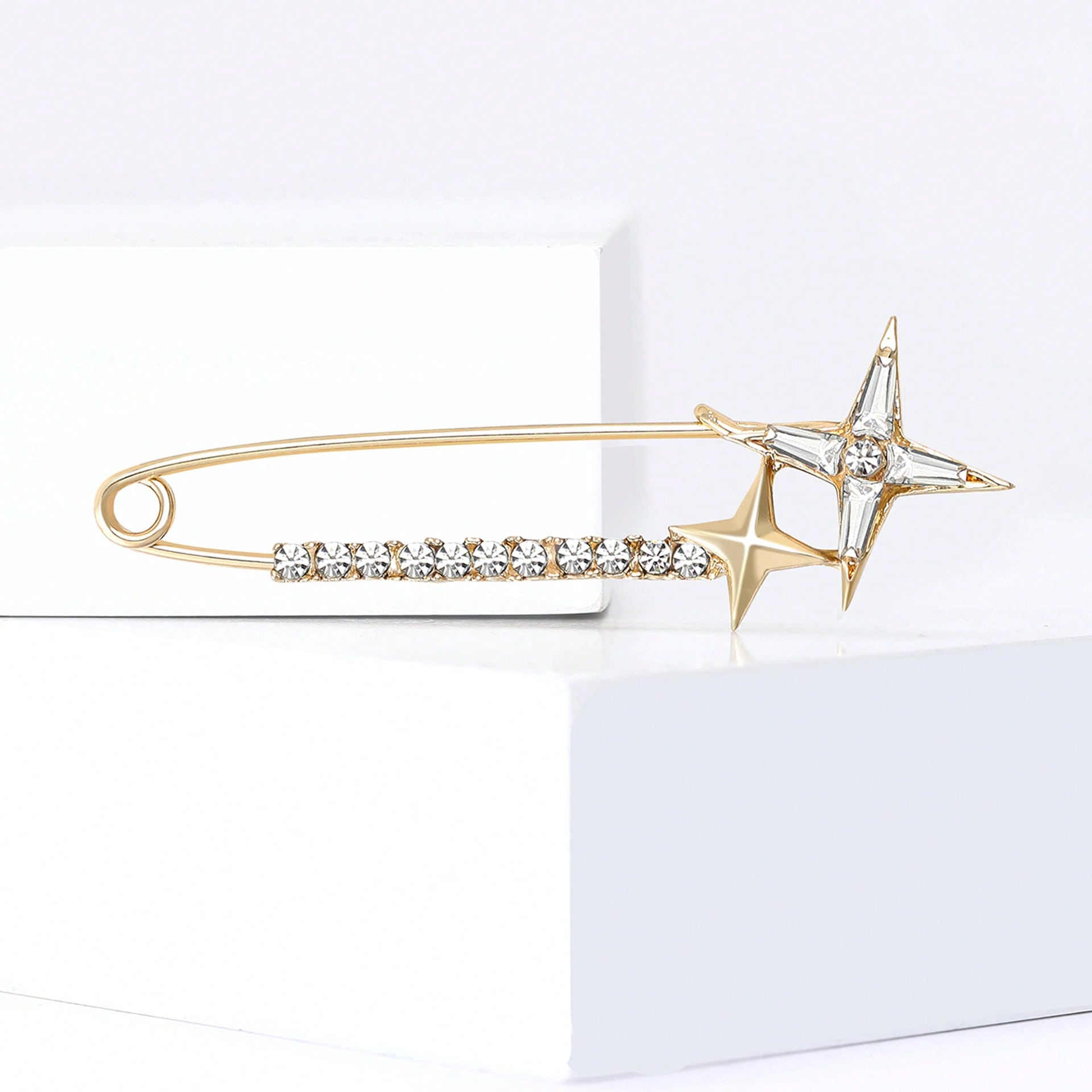 

Новые Легкие Роскошные Сплавные Водяные Бриллианты Крест Звезда Броши Изысканные Универсальные Женские Пиджачные Цветы на Грудь Ювелирная Брошь золотой