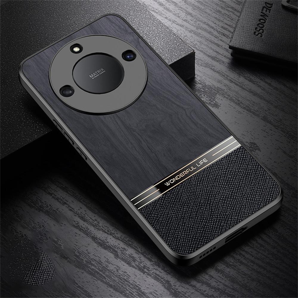 

Protective Case for Honor X40 5G/X9a 5G Wood Texture Leather+TPU Phone Cover Blue